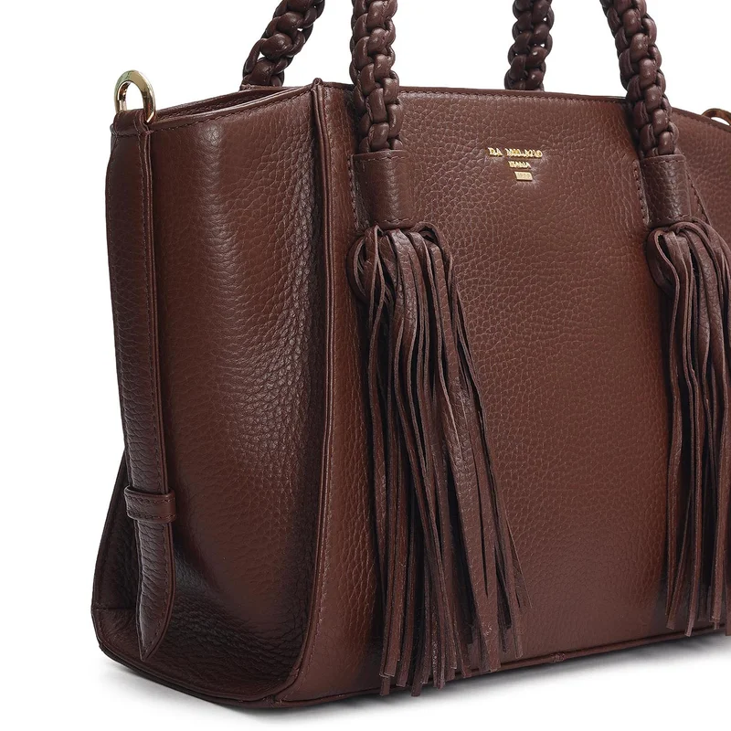 Da Milano Espresso Small Wax Leather Satchel - Espresso for Women | Best Price UAE